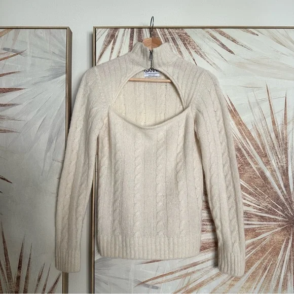 Ganni Alpaca Wool Mock Neck Zip up sweater size XS - Picture 4 of 8